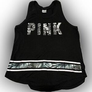 PINK Victoria's Secret Black Sequin Tank Top